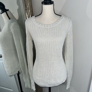 Women's White & Gold Accent Knit Sweater